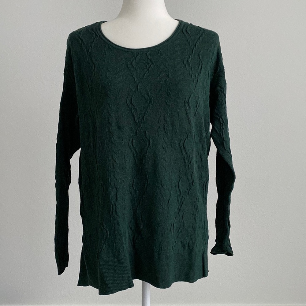 Women’s Green Cable Knit Long Sleeve Top Size Medium Vera Wang